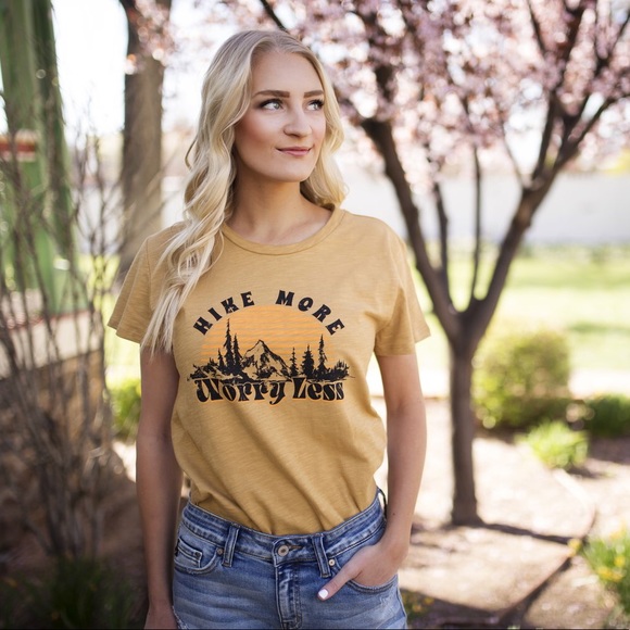 likeNarly Tops - Hike More, Worry Less Graphic Tee